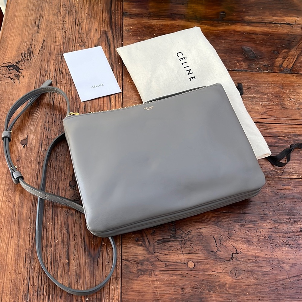 Celine Trio crossbody in large size in Gray